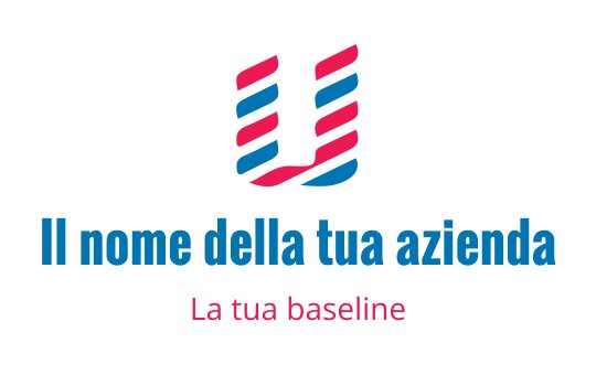 Design del logo moderno con una lettera U stilizzata in strisce rosse e blu