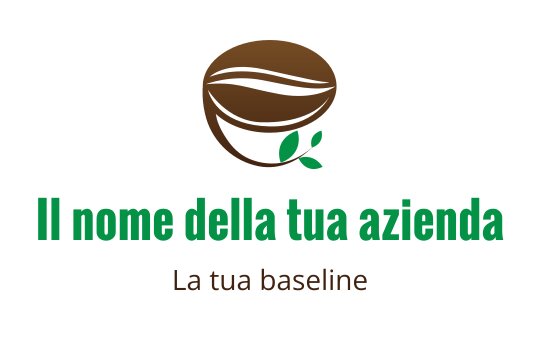 Logo di chicchi di caffè moderno con foglie verdi e tonalità terrose