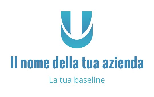 Logo moderno blu con una lettera U stilizzata e un sorriso