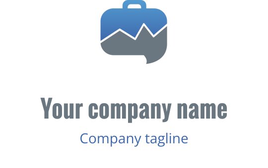 Design del logo moderno con una valigia e un grafico di montagna in tonalità blu