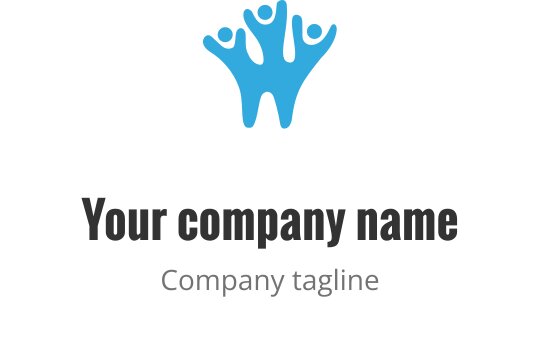Design del logo creativo con tre figure astratte in blu