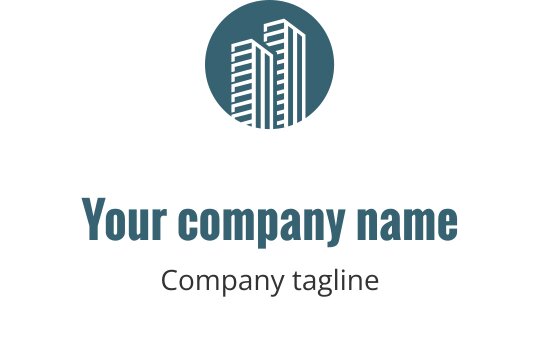 Logo moderno in turchese con silhouette stilizzata di una casa