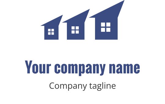 Logo design turchese con una casa stilizzata e contorno del tetto