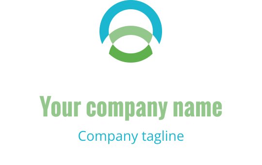 Design del logo moderno con archi sovrapposti blu e verdi