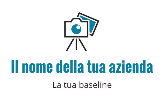 Logo di una moderna fotocamera con treppiede e accenti blu
