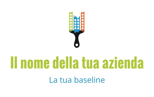 Logo di un pennello colorato con edifici e uno stile moderno