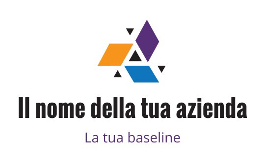 Logo moderno geometrico con forme arancioni, blu e viola