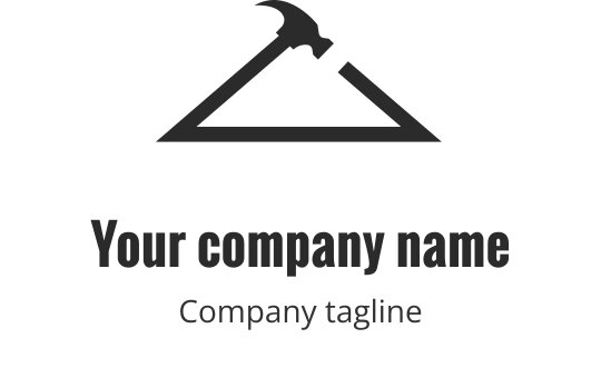 Logo minimalista con un martello sopra una silhouette di montagna