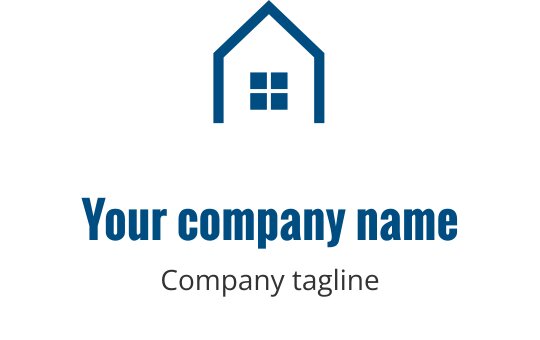 Logo design turchese con silhouette stilizzata di un edificio e forme geometriche