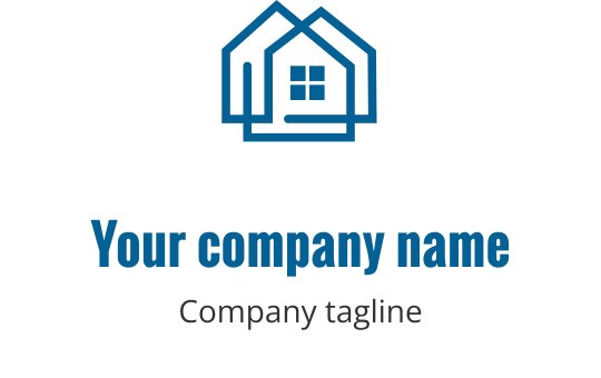 Logo design turchese con una casa stilizzata e un ingresso accogliente