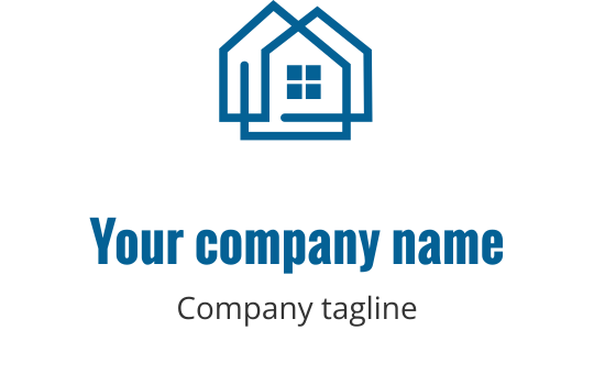 Logo design turchese con una casa stilizzata e un ingresso accogliente