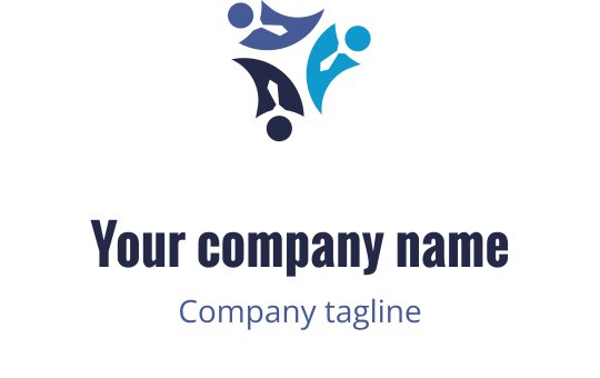 Design del logo moderno con figure astratte in blu e blu scuro
