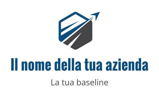 Logo moderno geometrico con una freccia blu e forma di scudo