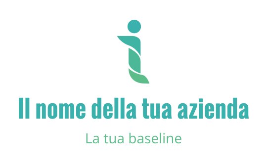 Logo moderno con una figura stilizzata e foglie verdi