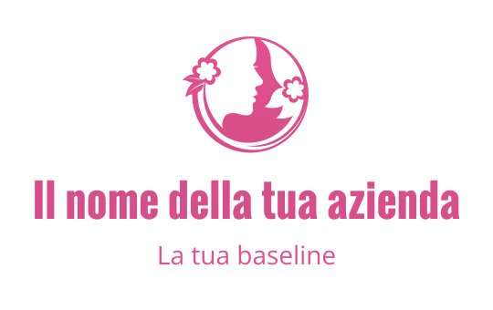 Logo elegante rosa con la silhouette del profilo di una donna e fiori