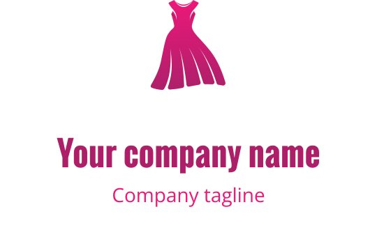 Logo design di un elegante vestito rosa con linee fluide