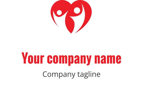 Logo a forma di cuore con due figure in rosso e nero