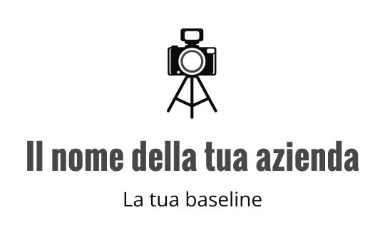 Logo di una fotocamera minimalista con treppiede e obiettivo circolare