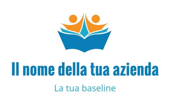 Logo colorato con due figure astratte sopra un libro aperto