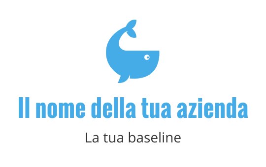 Logo di una balena giocosa in azzurro chiaro con espressione amichevole