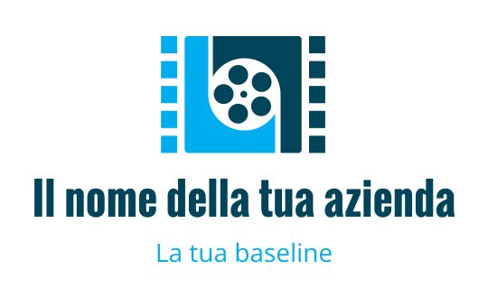 Logo moderno con un rullo di pellicola e strisce di film stilizzate