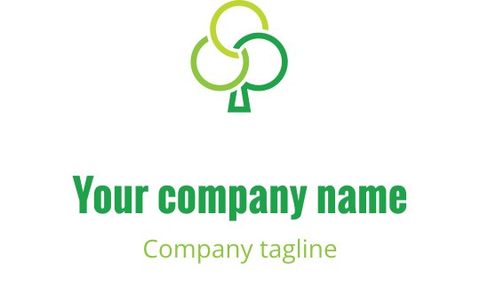 Logo di un albero moderno con cerchi verdi sovrapposti e tronco