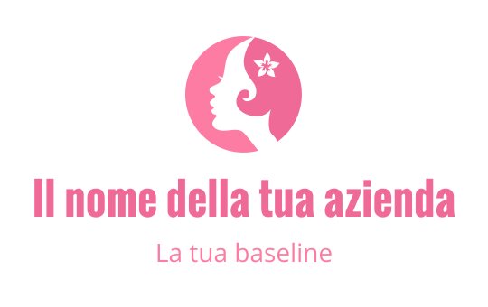Logo design elegante con silhouette rosa che presenta il profilo di una donna con un fiore
