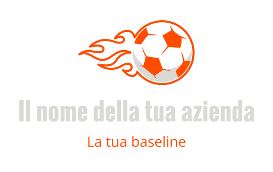 Logo di un pallone da calcio dinamico con fiamme arancioni e nere
