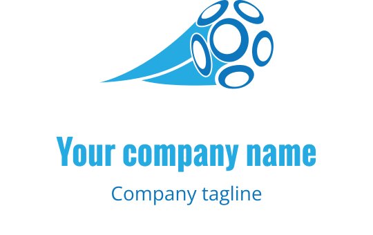 Logo design dinamico in turchese e blu con un pallone stilizzato