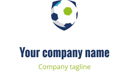 Logo di calcio audace con elementi blu e oro su sfondo blu navy