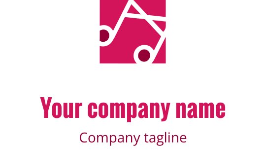 Logo design audace in bordeaux con onde sonore stilizzate e note musicali
