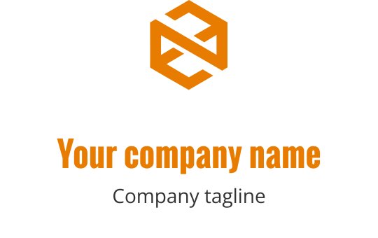 Design del logo geometrico moderno con una forma esagonale arancione