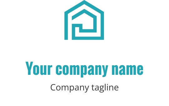 Logo di casa moderna con linee geometriche in turchese