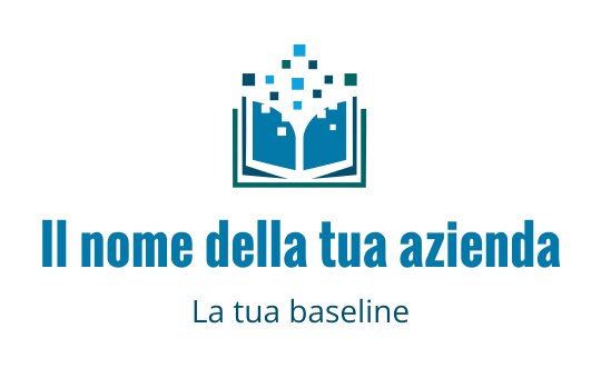Logo moderno blu con un libro aperto e elementi pixelati