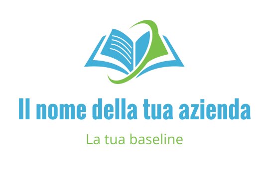 Logo di un libro aperto con accenti blu e verdi