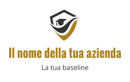 Logo moderno a scudo con un cappello di laurea e dettagli dorati