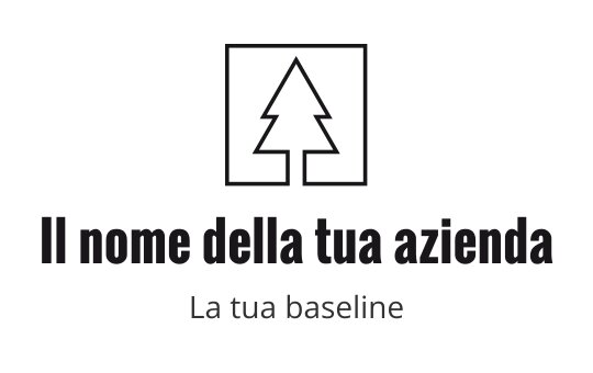 Logo minimalista con un albero stilizzato in una cornice quadrata