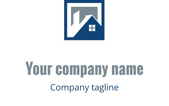 Logo design turchese con una silhouette stilizzata di un tetto