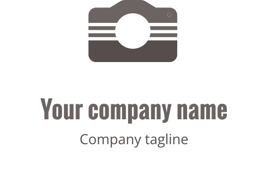 Logo grigio elegante con un contorno stilizzato di una macchina fotografica
