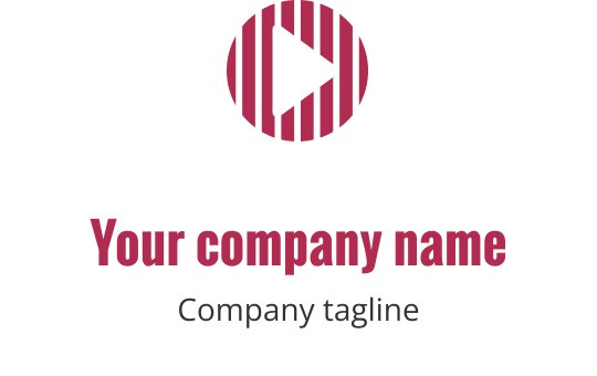Logo design audace rosso con un pulsante di riproduzione stilizzato