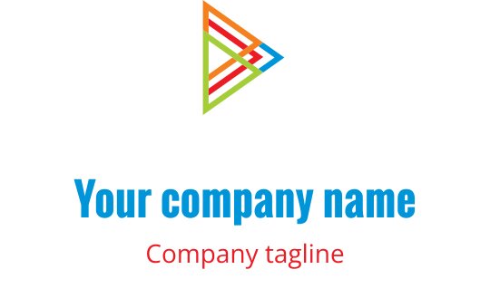 Logo design geometrico colorato con una forma triangolare e linee dinamiche