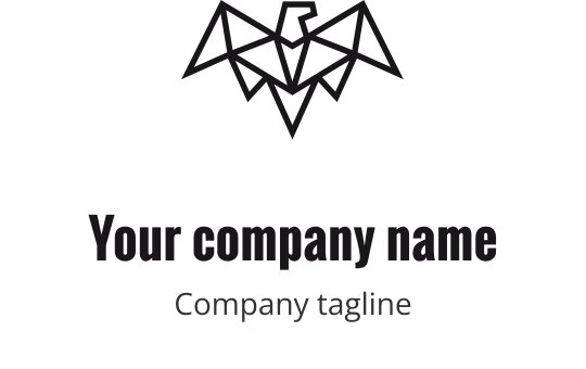 Logo di un uccello geometrico con angoli acuti e stile minimalista