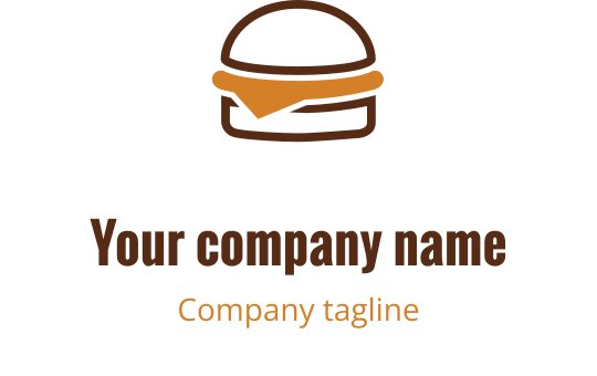 Logo di un hamburger semplice con un panino marrone e un accento arancione