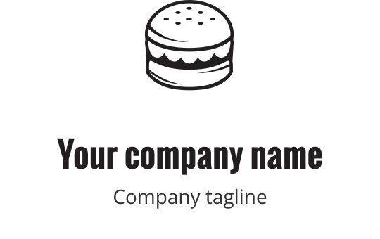 Logo audace nero con un hamburger stilizzato e elementi sovrapposti