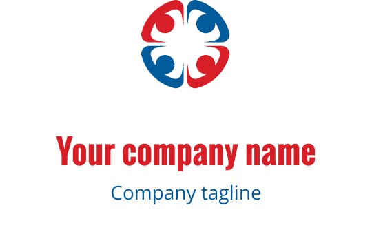 Logo colorato con mani rosse e blu intrecciate