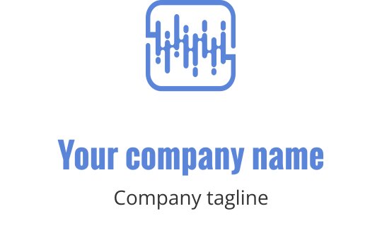 Logo moderno con un'onda sonora stilizzata in blu