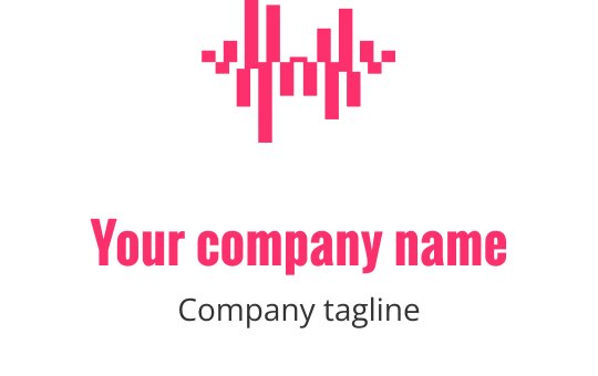 Logo design moderno con onde sonore rosa e tipografia audace
