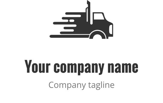 Logo dinamico di un camion con linee di movimento in grigio scuro