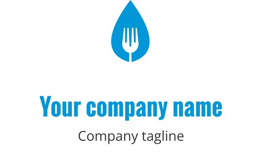 Logo moderno blu con forchette stilizzate in un' disposizione dinamica