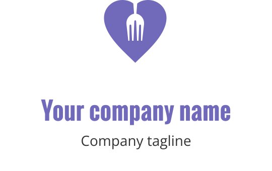 Logo moderno blu con forchette stilizzate in un' disposizione dinamica
